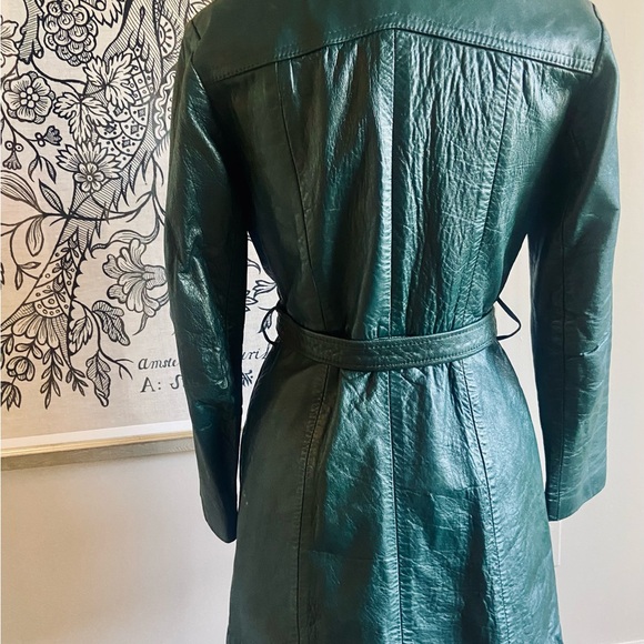 Vintage 70s green leather jacket - Picture 12 of 14